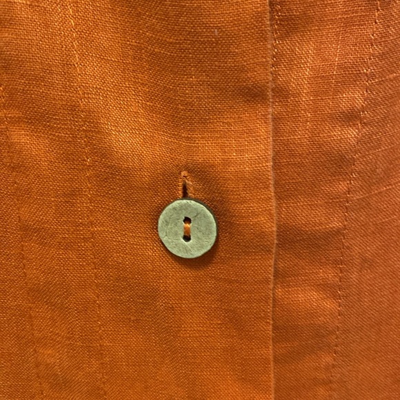 NWOT Soft Surroundings Island Breeze Button 100% Linen Top in burnt orange - Picture 3 of 9